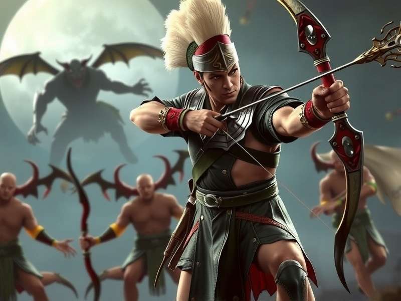 Archero Masters gameplay showing an archer in traditional Indian armor fighting demons